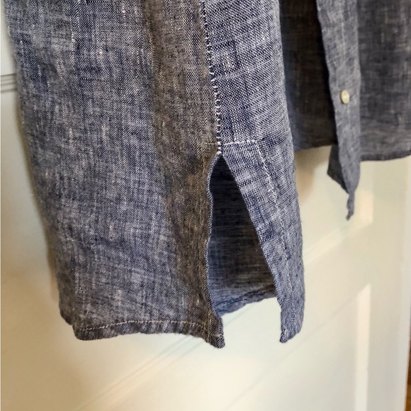 Women's Linen Tunic, Made In Italy, button-down, optional roll-up sleeves - Picture 7 of 11